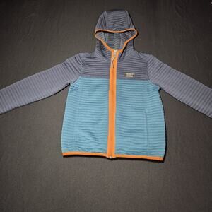 Boys L.L.Bean Blue And Grey Quilted Hooded Zipper Jacket Size 5-6 Month